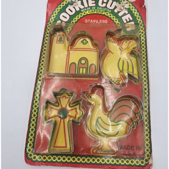 Vintage The Lone Toy Tree Cookie Cutters Church Cross Angel Rooster Made In USA - Picture 1 of 5